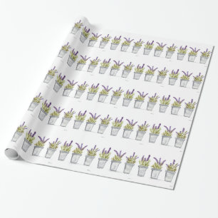 Papier Cadeau Herbes lavande aquarelle Élégante Fleurs violettes
