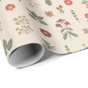 Papier Cadeau Herbes sauvages rustiques Botanique Herbes vinta