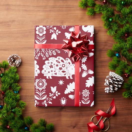 Papier Cadeau Hérisson Art populaire (Cadeau de vacances)