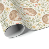 Papier Cadeau Hérisson Cottagecore (Coin rond)