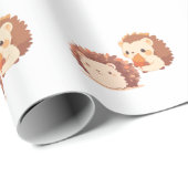 Papier Cadeau Hérisson d'automne mignon - Kawaii animaux de forê (Coin rond)