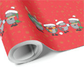 Papier Cadeau Hérisson de Noël (Coin rond)