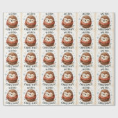 Papier Cadeau Hérisson de Noël à Père Noël mignon (Plat)