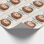 Papier Cadeau Hérisson de Noël à Père Noël mignon (Coin)