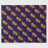 Papier Cadeau Hérisson drôle dans l'art de Noël de casquette de (Plat)