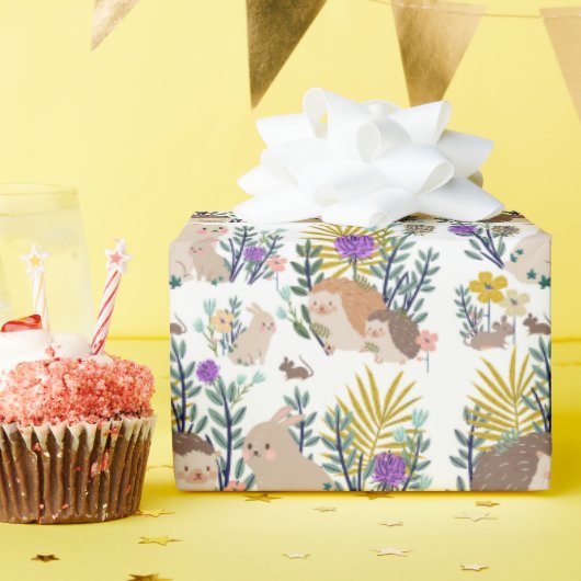 Papier Cadeau Hérisson et amis rideau de douche (Fête d'anniversaire)