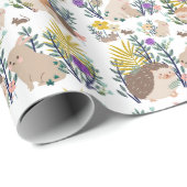 Papier Cadeau Hérisson et amis rideau de douche (Coin rond)