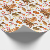 Papier Cadeau Hérisson et écureuils enveloppant du papier (Coin)