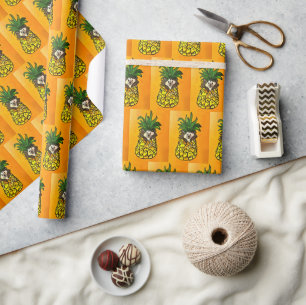 Papier Cadeau Hérisson et papier d'enrobage d'ananas