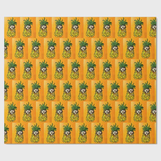 Papier Cadeau Hérisson et papier d'enrobage d'ananas (Plat)