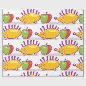 Papier Cadeau Hérisson Et Pomme (Plat)