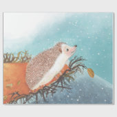 Papier Cadeau Hérisson et premiers flocons de neige (Plat)