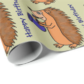 Papier Cadeau Hérisson jouant l'anniversaire Giftwrap de (Coin rond)