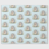 Papier Cadeau Hérisson mignon avec motif lanterne (Plat)