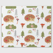 Papier Cadeau Hérisson Nature Floral Arc-en-ciel Motif (Plat)