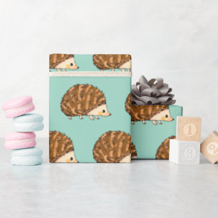 Papier Cadeau Hérisson Whimsical - animal boisé mignon