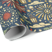 Papier Cadeau Heritage Firelight Celebration Pattern (Coin rond)