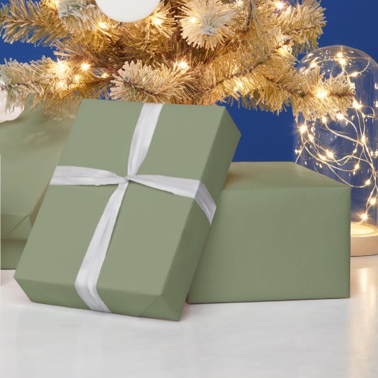 Papier Cadeau Heritage Moderne Vert De Mousse Uni (Vacances)