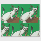 Papier Cadeau Hermine blanche Belette d'hiver Faune (Plat)