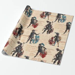 Papier Cadeau Héros médiévaux Chevaliers en Armure militaire bri