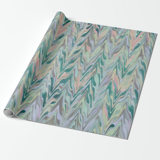 Papier Cadeau Herringbone Abstrait - turquoise (Déroulé)