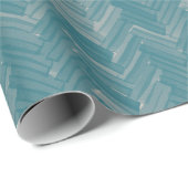 Papier Cadeau Herringbone Chevron Motif Turquoise (Coin rond)