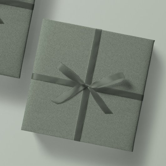 Papier Cadeau Herringbone tweed classique sage vert vacances