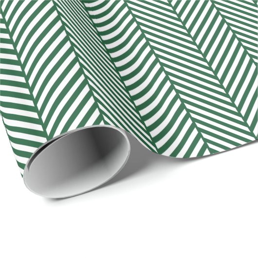 Papier Cadeau Herringbone vert et blanc (Coin rond)
