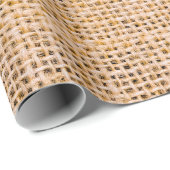 Papier Cadeau Hessian sackcloth burlap woven texture background, (Coin rond)