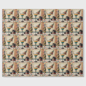 Papier Cadeau Heure Cocktail Mi-Siècle - Nouvel An (Plat)