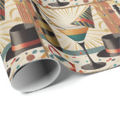 Papier Cadeau Heure Cocktail Mi-Siècle - Nouvel An (Coin rond)