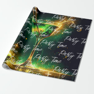 Papier Cadeau Heure de la fête de Neon tendance personnalisée