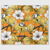 Papier Cadeau Heure du printemps en jaune (Plat)
