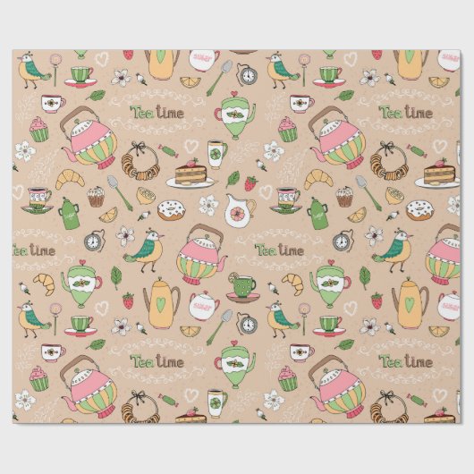 Papier Cadeau Heure du thé (Plat)