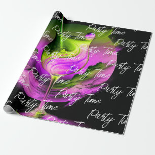 Papier Cadeau Heure moderne de la fête de néon personnalisée