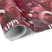 Papier Cadeau Heureuse Sainte-Valentin (Coin rond)