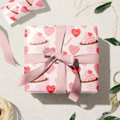 Papier Cadeau Heureuse Sainte-Valentin Cupcake and Hearts Motif