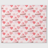 Papier Cadeau Heureuse Sainte-Valentin Cupcake and Hearts Motif (Plat)
