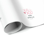 Papier Cadeau Heureuse Sainte-Valentin de coeur rose "XOXO" (Coin rond)