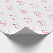 Papier Cadeau Heureuse Sainte-Valentin de coeur rose "XOXO" (Coin)