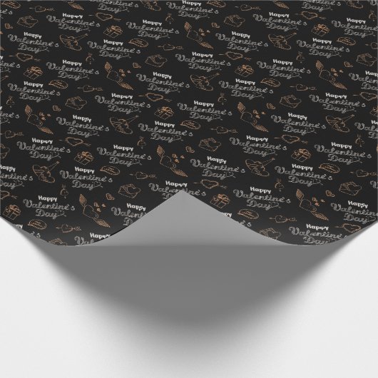 Papier Cadeau Heureuse Sainte-Valentin Elements Motif transparen (Coin)