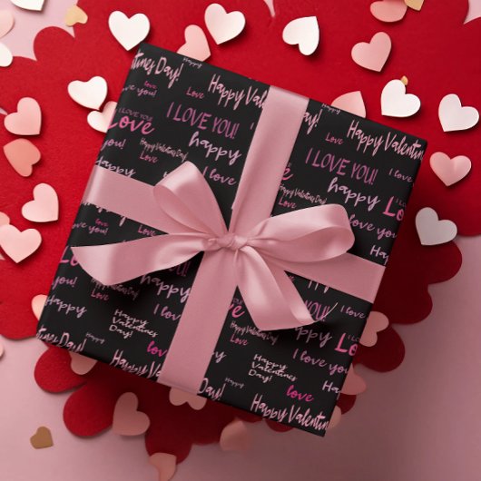 Papier Cadeau Heureuse Sainte-Valentin Love Script Cadeau