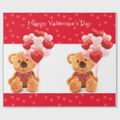 Papier Cadeau Heureuse Sainte-Valentin mignon Ours Teddy (Plat)
