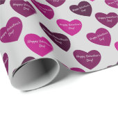 Papier Cadeau Heureuse Sainte-Valentin Romantique Coeurs rouges  (Coin rond)