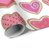 Papier Cadeau Heureuse Sainte-Valentin Rose Rouge Sucre Cookies (Coin rond)