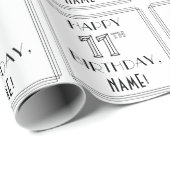 Papier Cadeau HEUREUX 11E ANNIVERSAIRE ; Style Art Déco ; Nom pe (Coin rond)