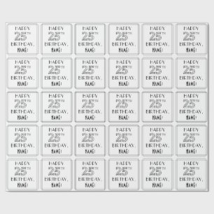 Papier Cadeau HEUREUX 25E ANNIVERSAIRE ; Style Art Déco ; Nom pe