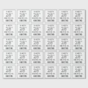 Papier Cadeau HEUREUX 28E ANNIVERSAIRE ; Style Art Déco ; Nom pe