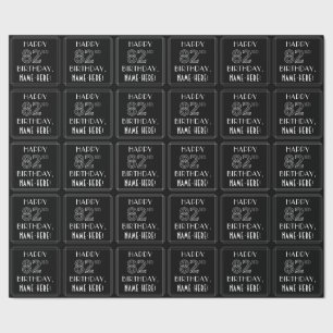 Papier Cadeau HEUREUX 82E ANNIVERSAIRE ; Style Art Déco avec/ No