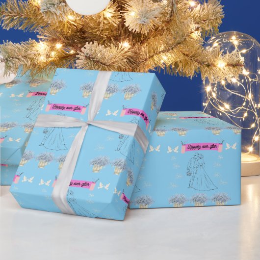 Papier Cadeau Heureux à jamais bébé bleu (Vacances)